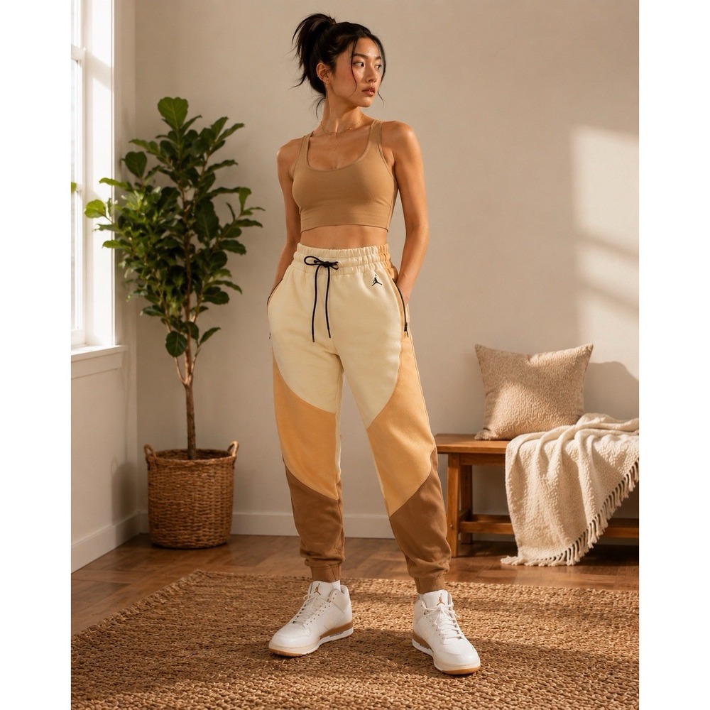 Jordan Women's Fleece Jogger Pants S Team Gold Club Gold CQ6673-783 Zip